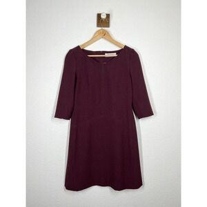 MM Lafleur Womens Maroon Aline Dress Size 2 3/4 Sleeves Work Career